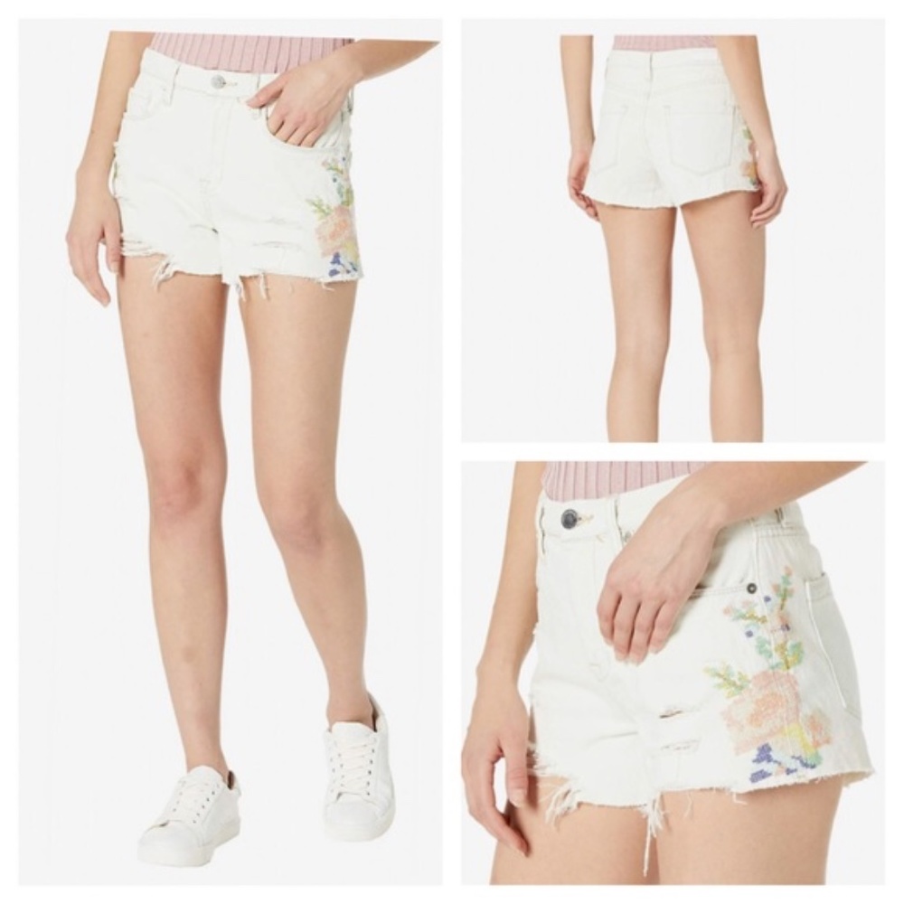 Blank NYC Big Girl's Closer Together Cross Stitch Embroidered Shorts Sizes 10/14